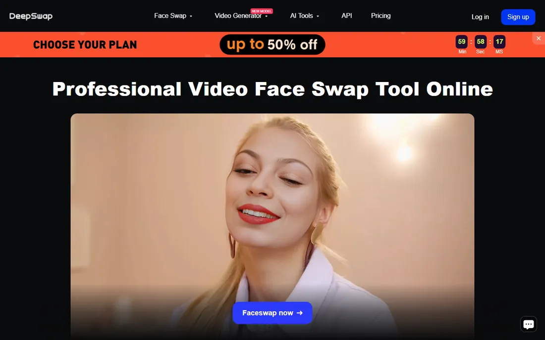DeepSwap homepage