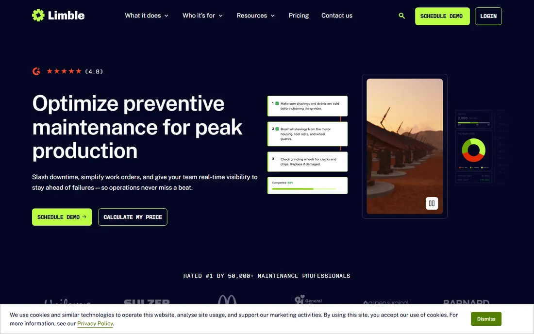 Limble CMMS homepage