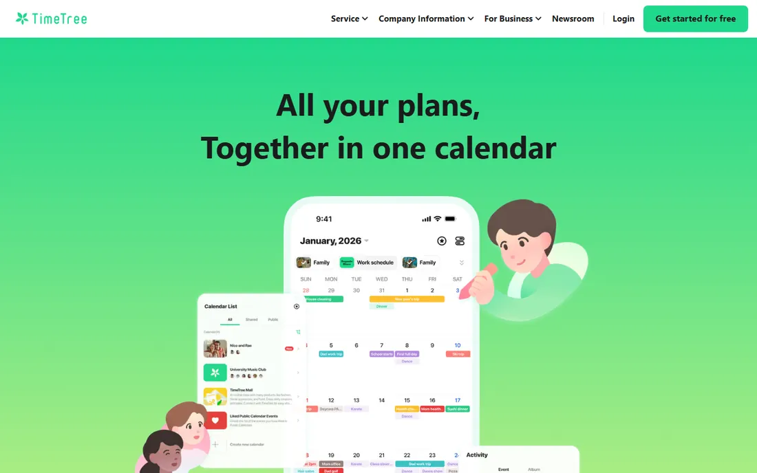 TimeTree homepage