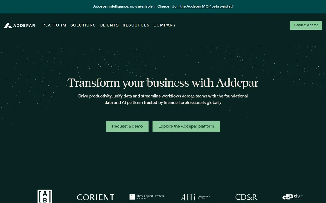 Addepar homepage