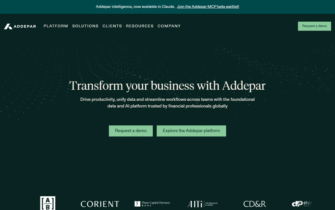 Addepar homepage
