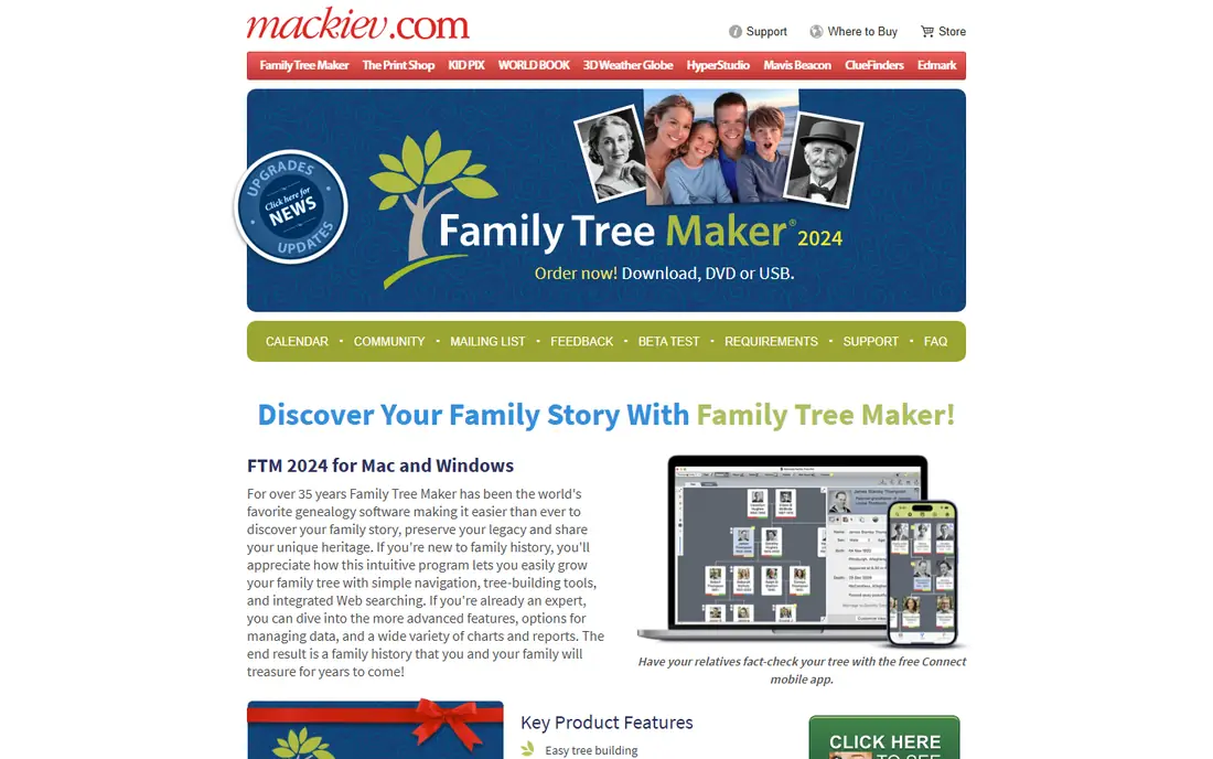 Family Tree Maker homepage