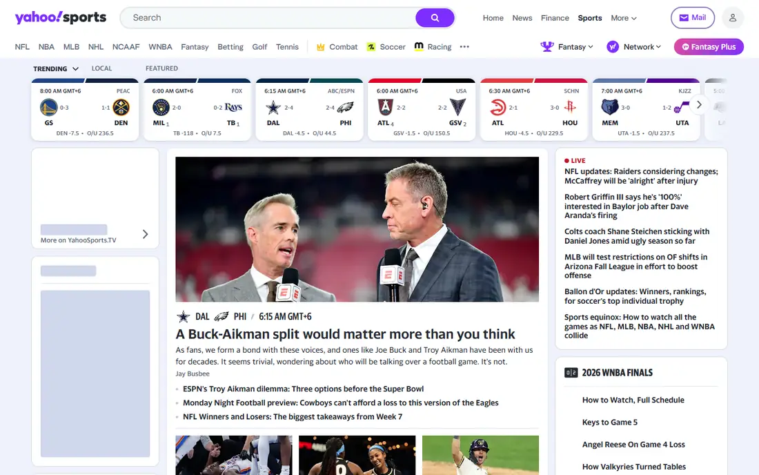Yahoo Fantasy homepage
