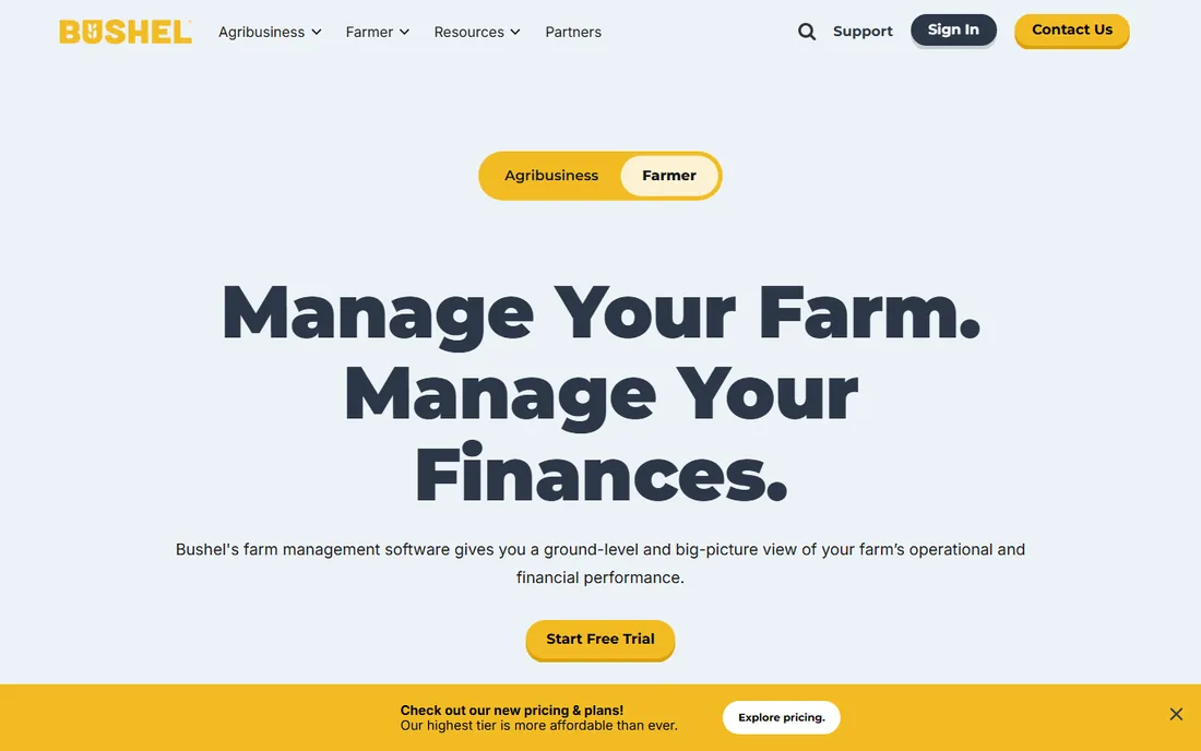 Bushel Farm homepage