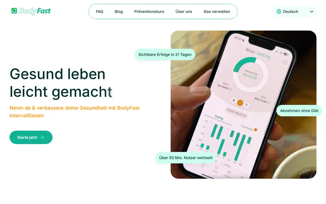 BodyFast homepage
