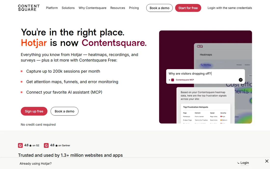 Hotjar homepage