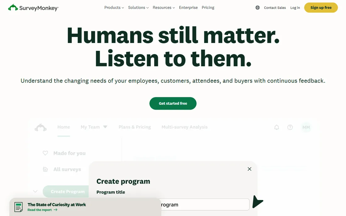 SurveyMonkey homepage