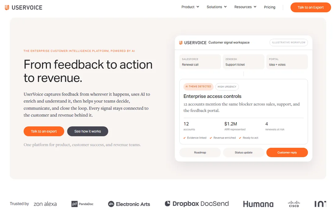 UserVoice homepage