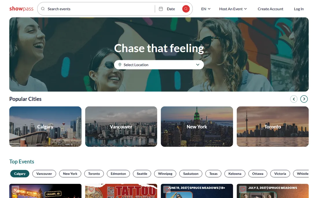 Showpass homepage