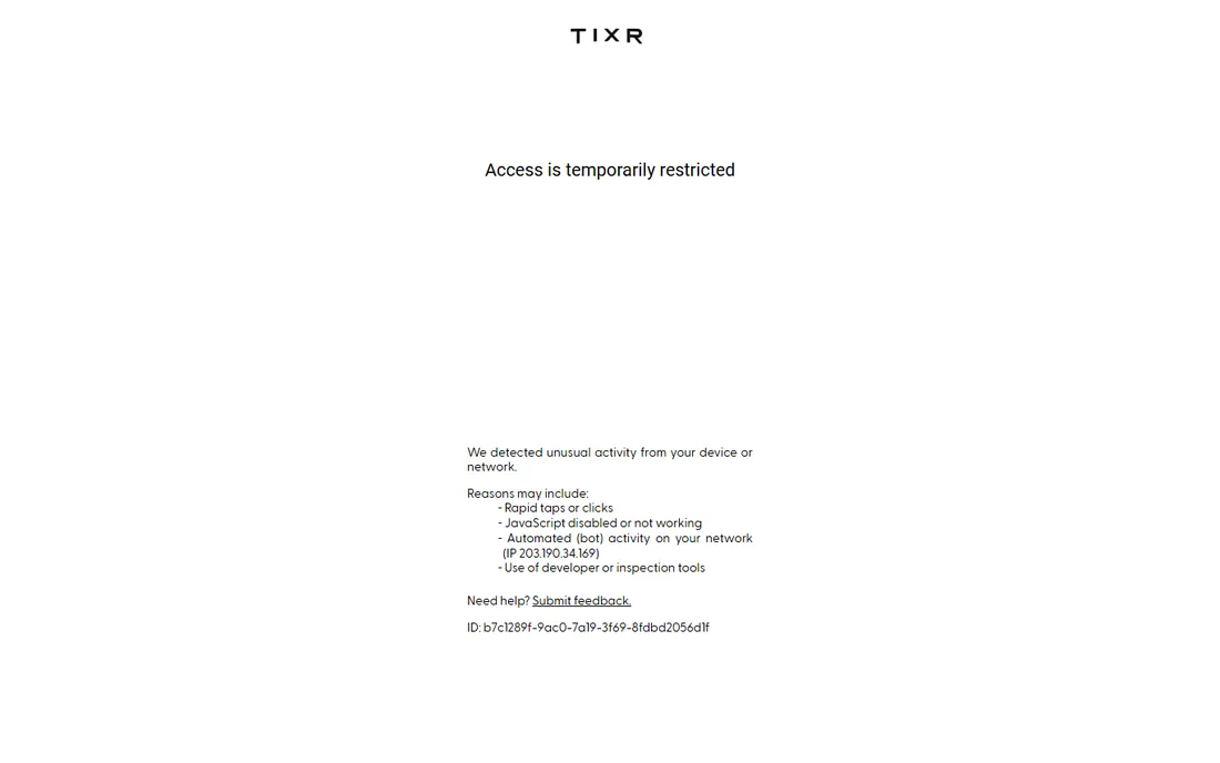Tixr homepage