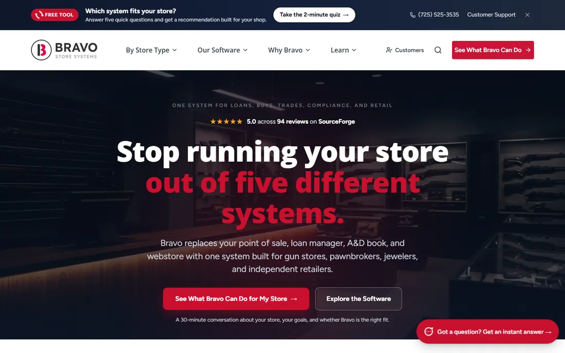 Bravo Store Systems homepage