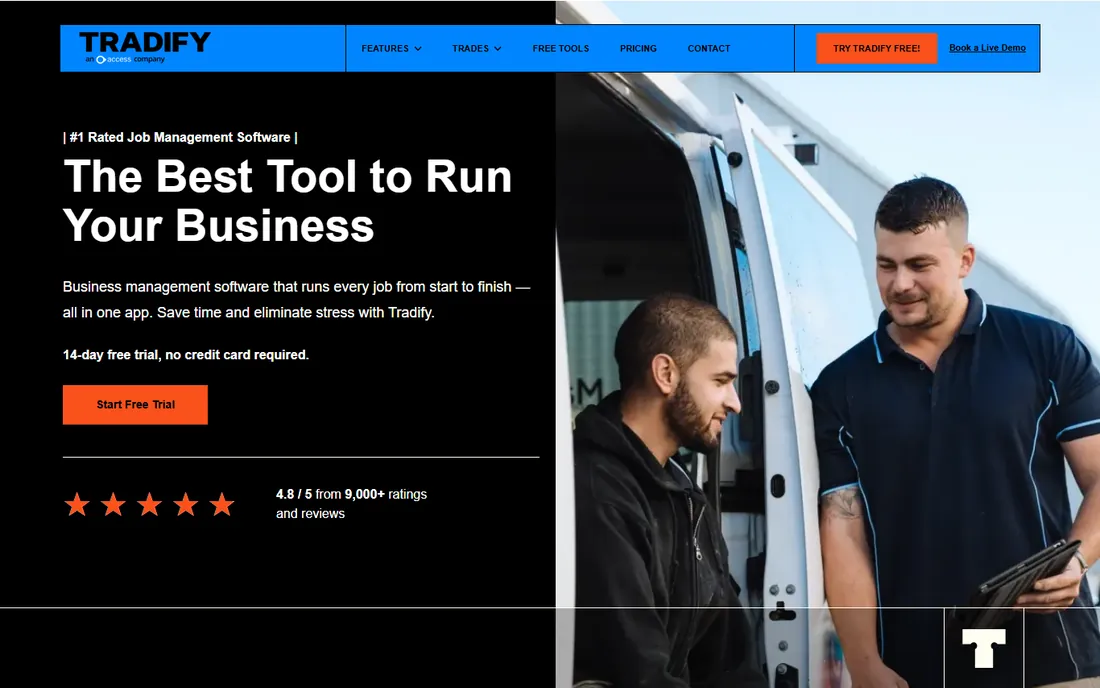 Tradify homepage