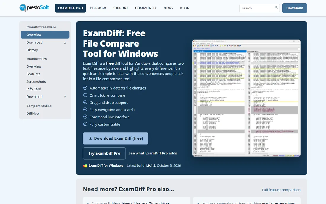 ExamDiff Pro homepage