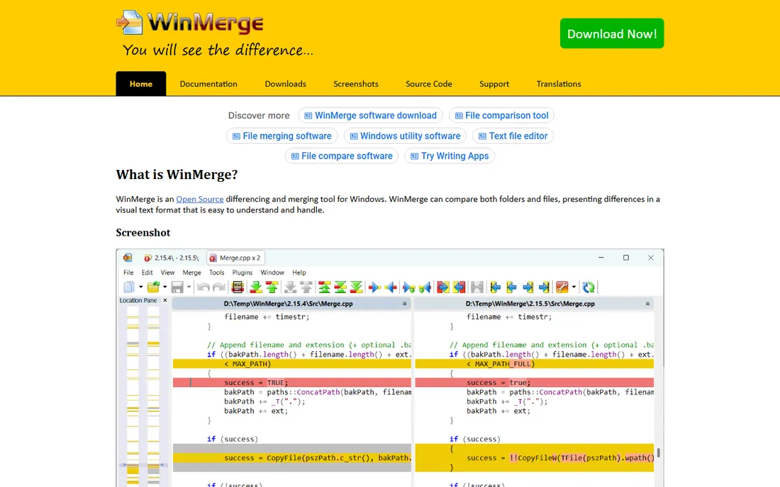 WinMerge homepage