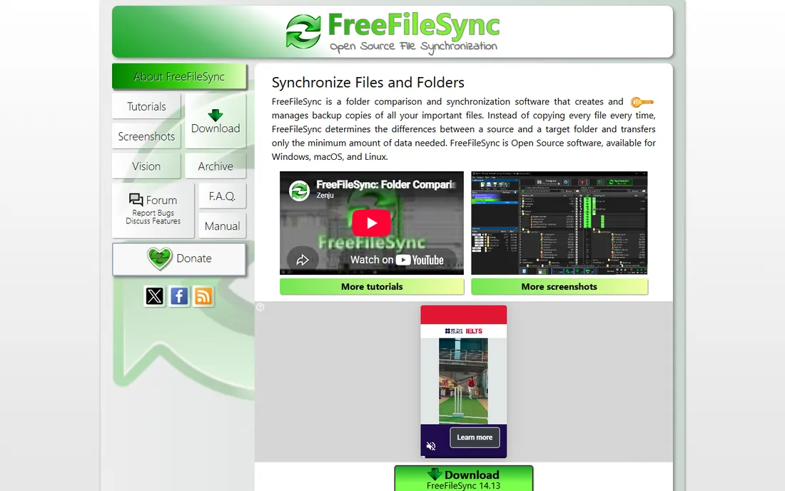 FreeFileSync homepage