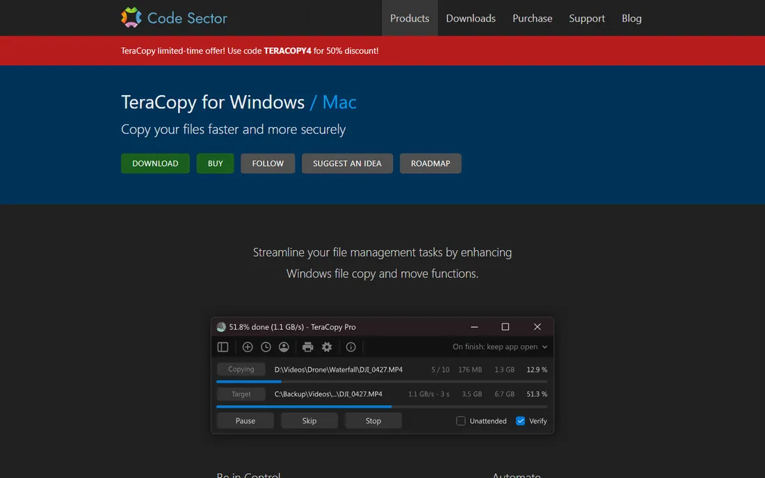 TeraCopy homepage