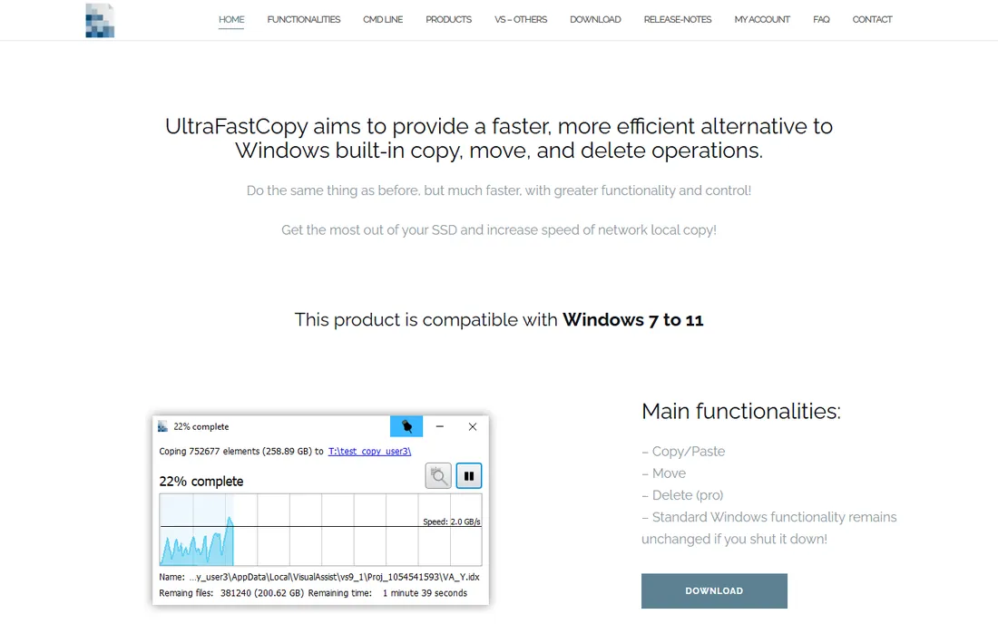 UltraFastCopy homepage