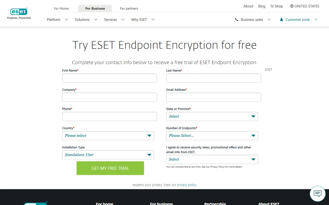 ESET Endpoint Encryption homepage