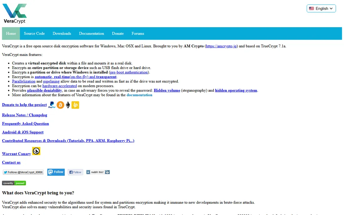 VeraCrypt homepage