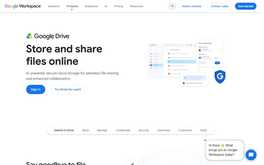 Google Drive homepage