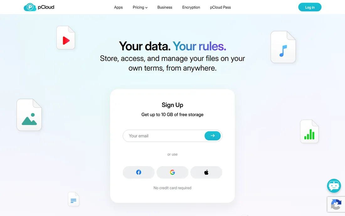 pCloud homepage