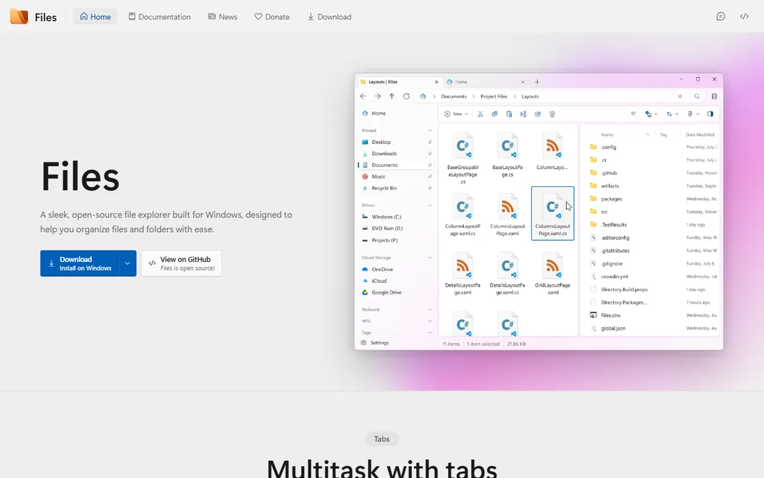 Files homepage