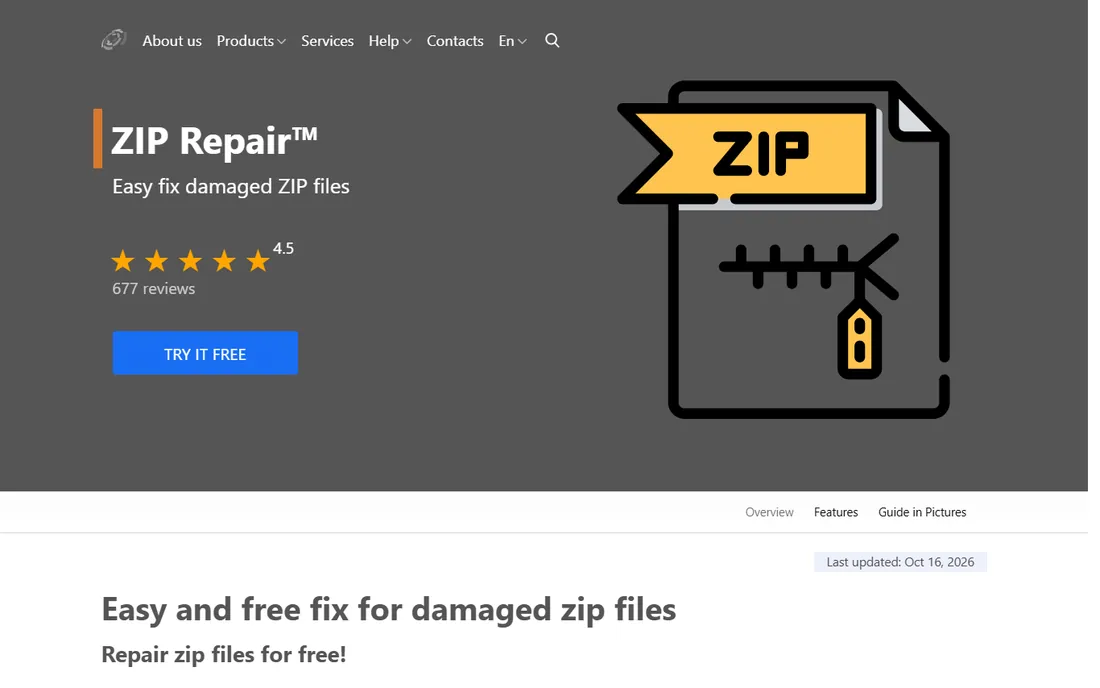 DiskInternals ZIP Repair homepage