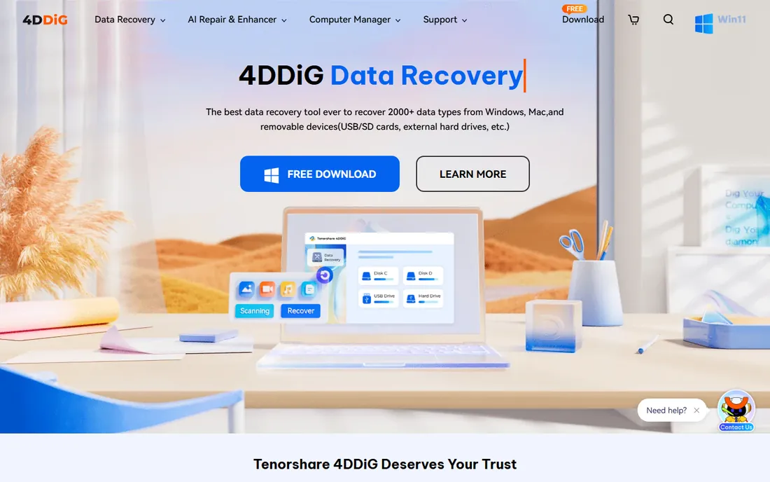 Tenorshare 4DDiG File Repair homepage