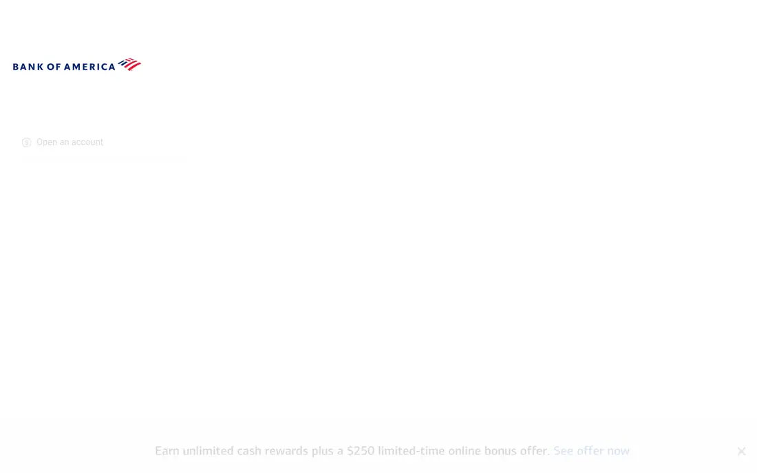 Bank of America homepage