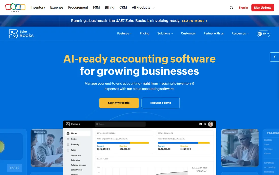 Zoho Books homepage