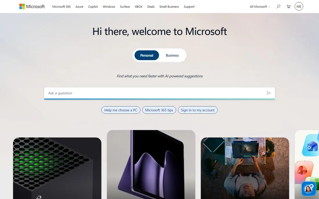 Microsoft Power BI homepage