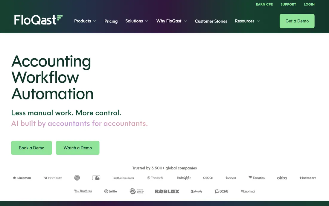 FloQast homepage
