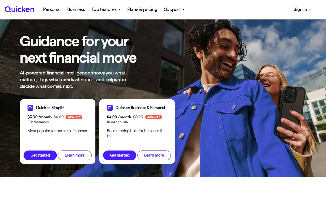 Quicken Simplifi homepage