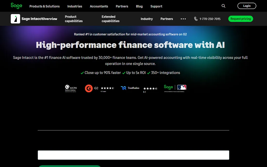 Sage Intacct homepage