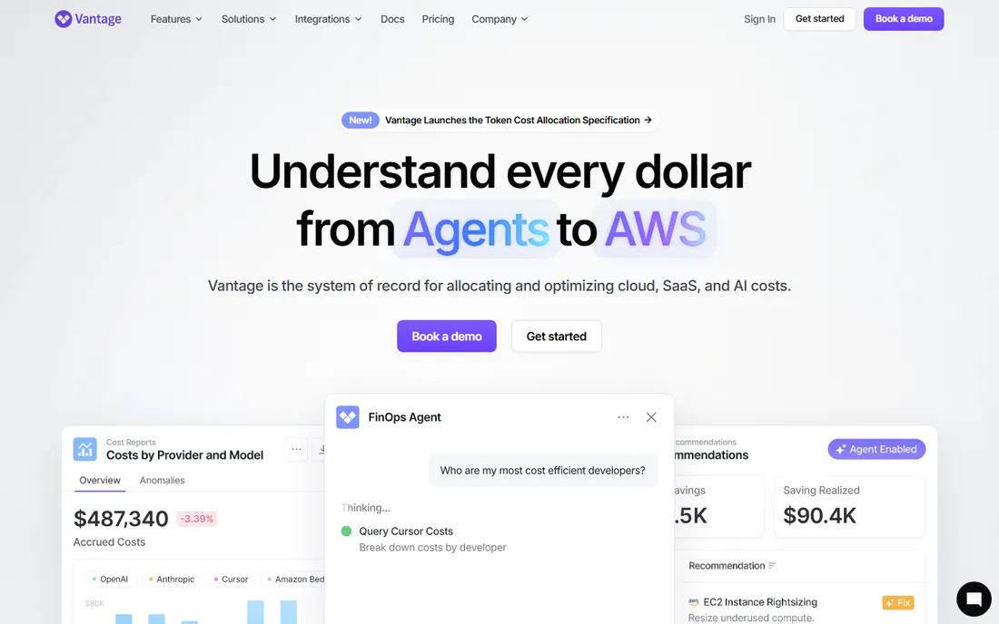 Vantage homepage
