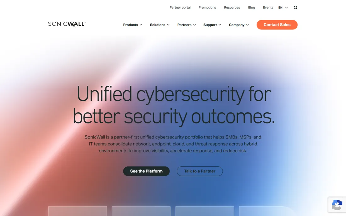 SonicWall homepage