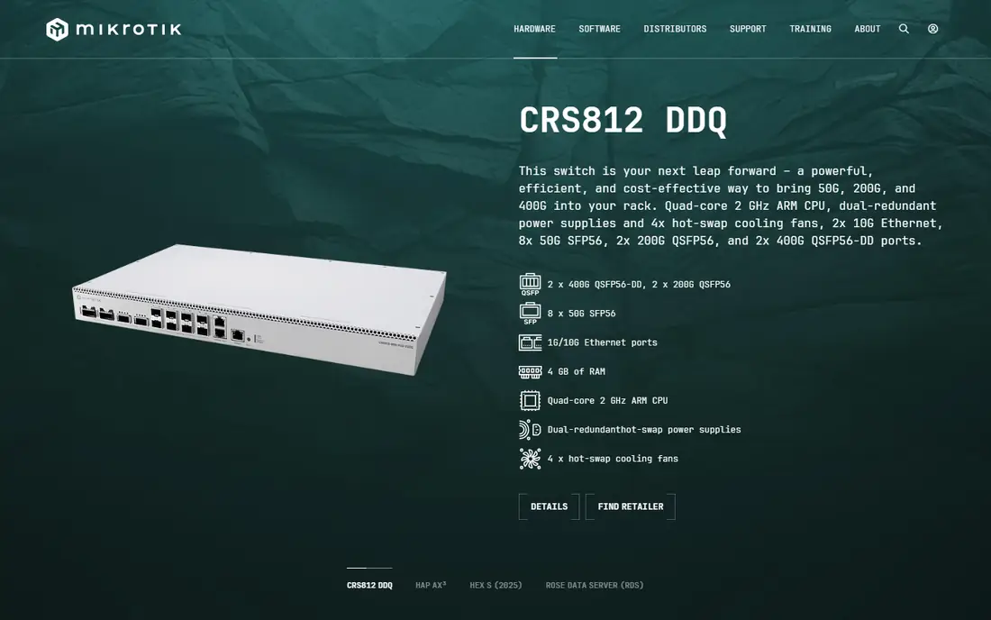 MikroTik RouterOS homepage