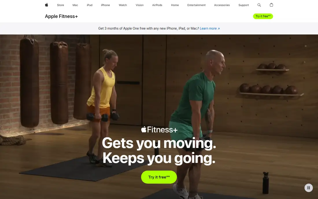 Apple Fitness+ homepage