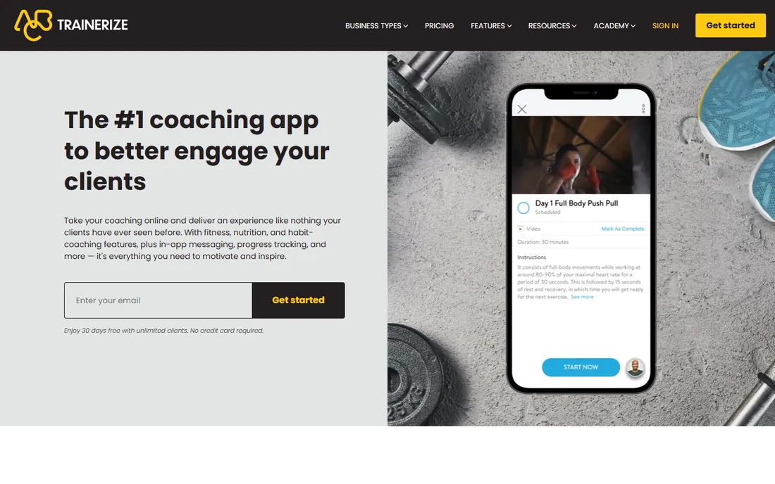 ABC Trainerize homepage