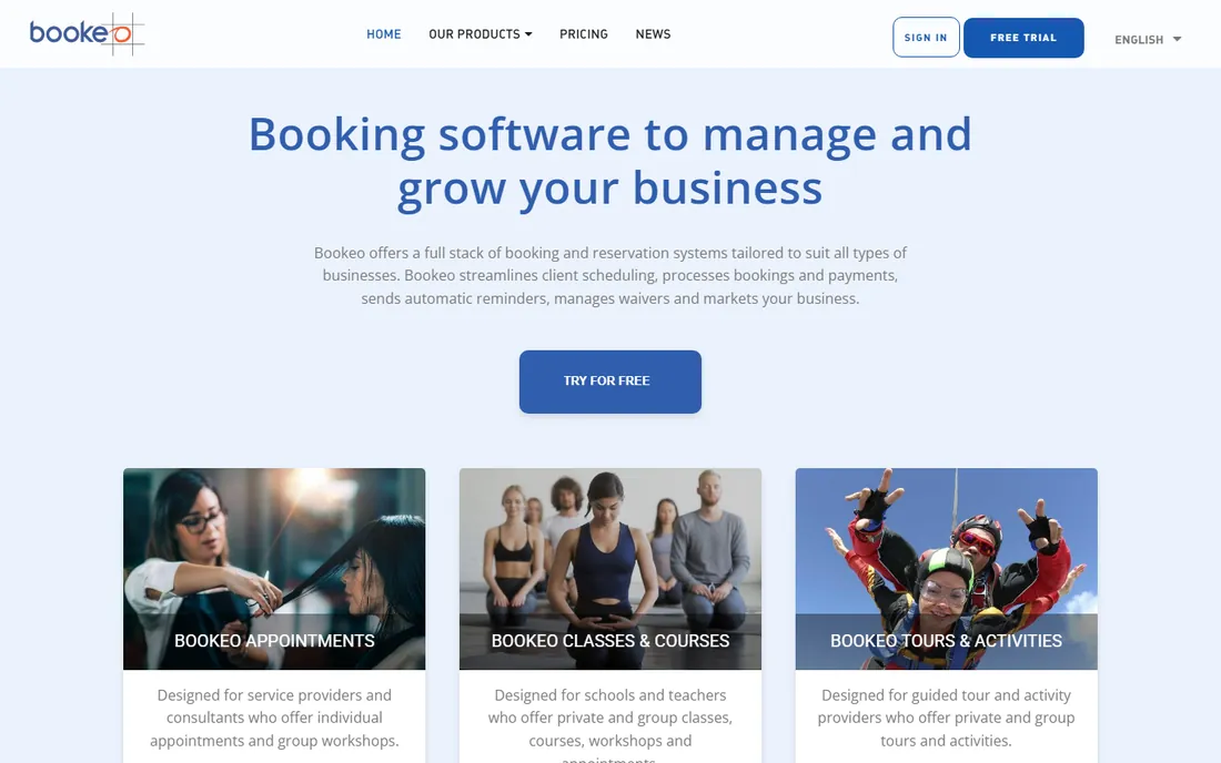 Bookeo homepage