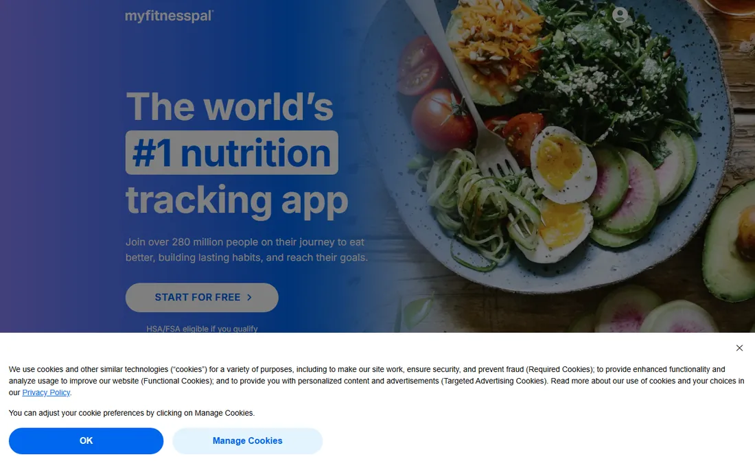 MyFitnessPal homepage