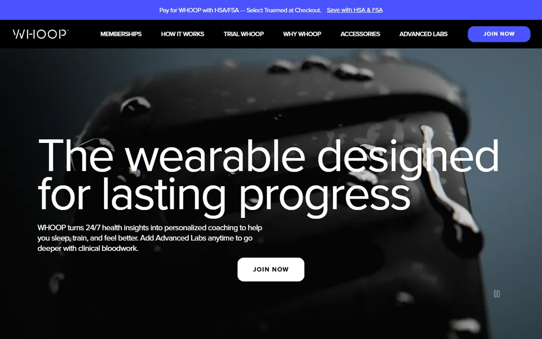 WHOOP homepage