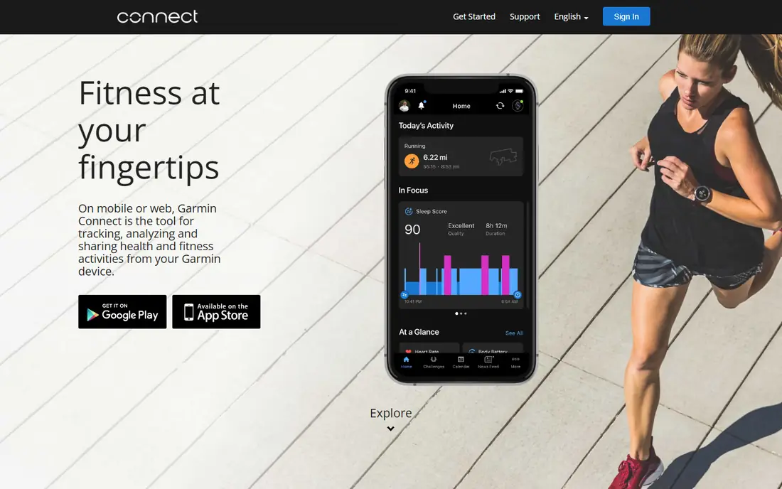 Garmin Connect homepage