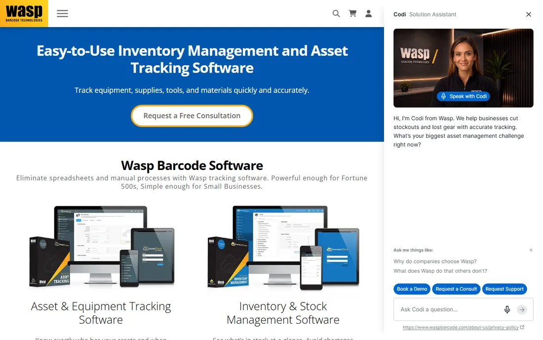 Wasp AssetCloud homepage
