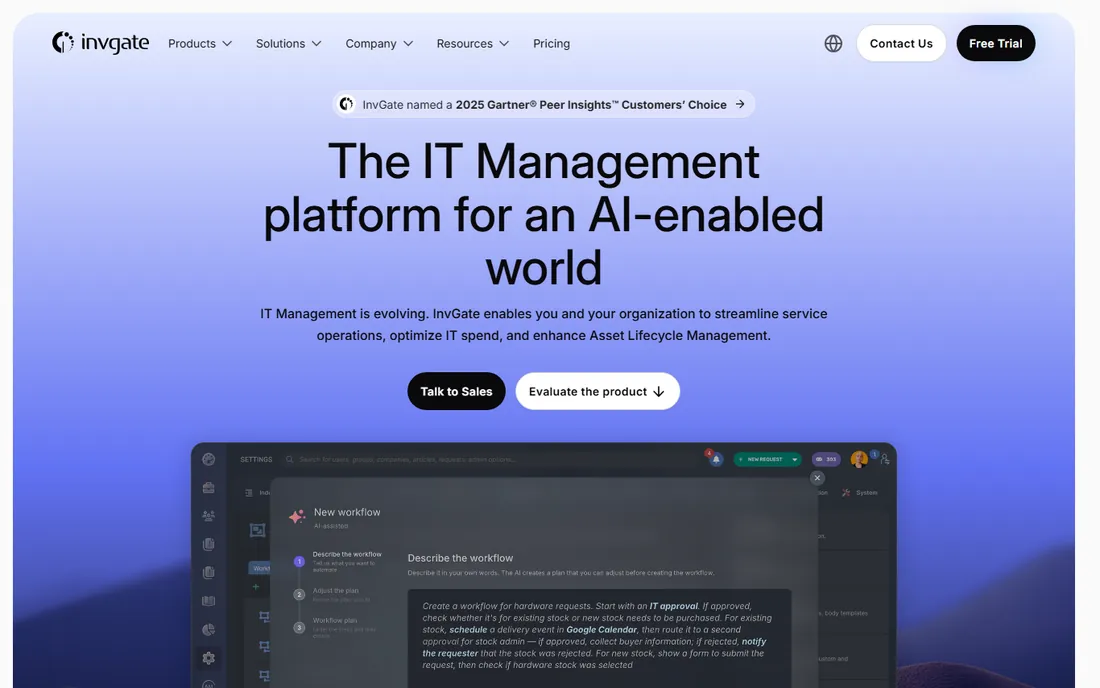 InvGate Asset Management homepage