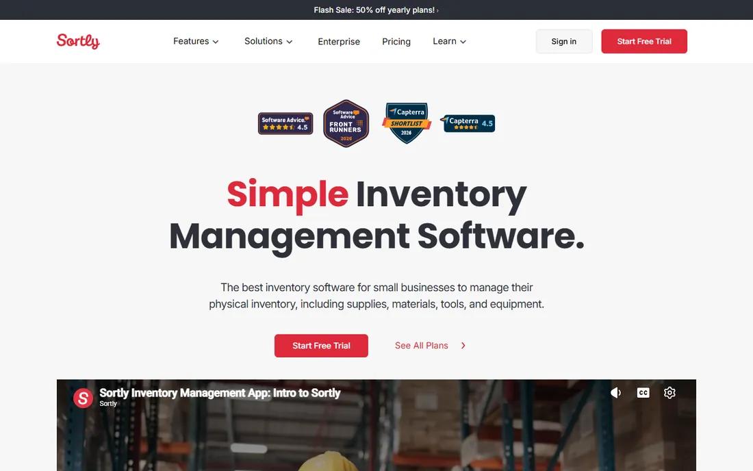 Sortly homepage