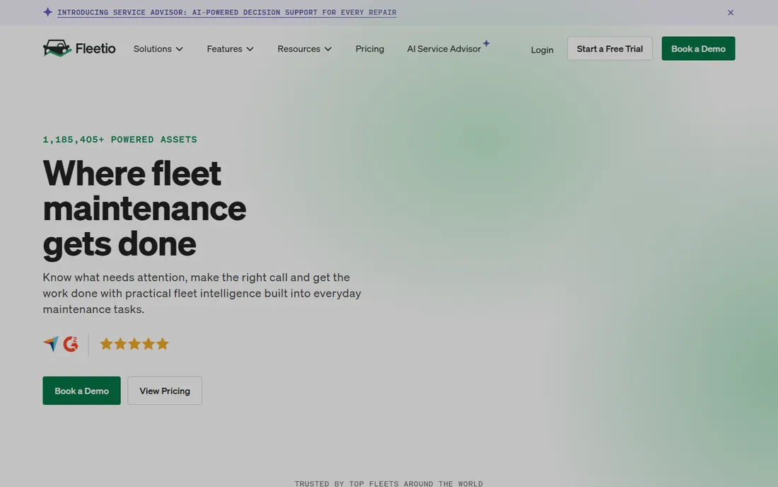 Fleetio homepage