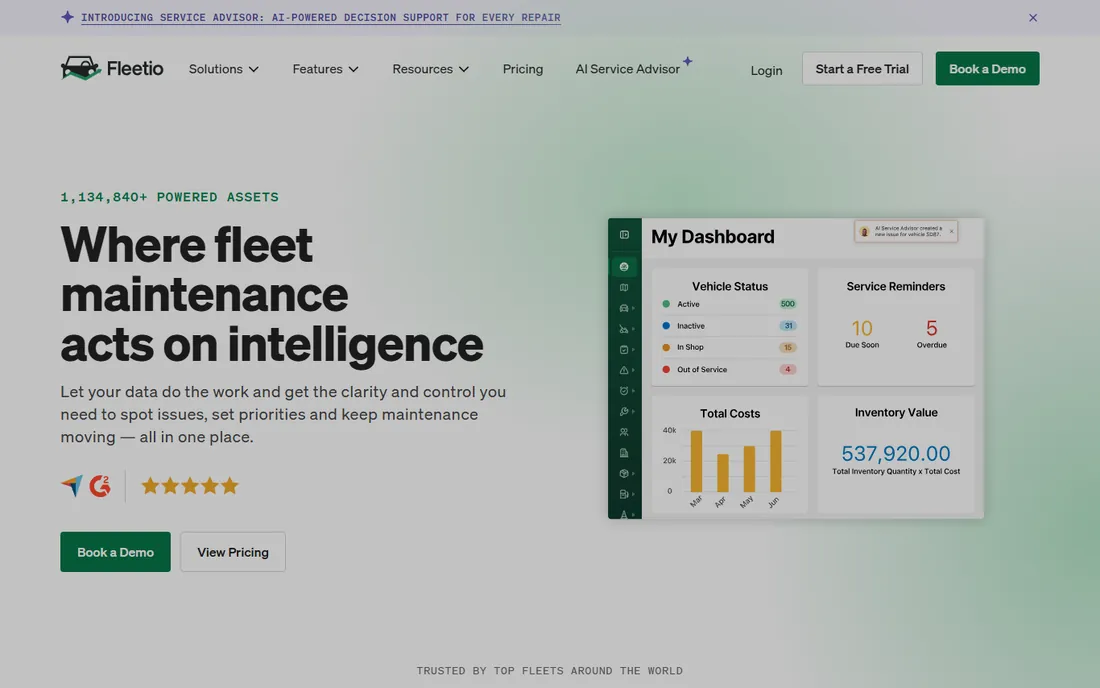 Fleetio homepage