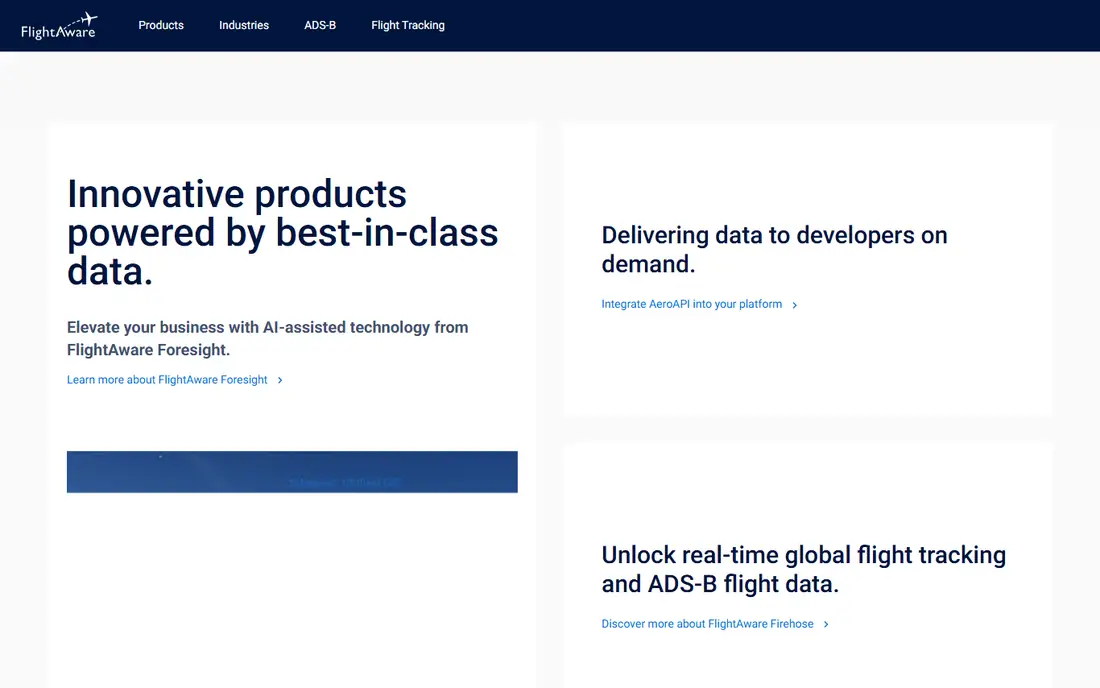 FlightAware homepage