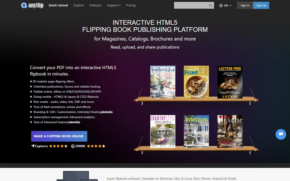 AnyFlip homepage